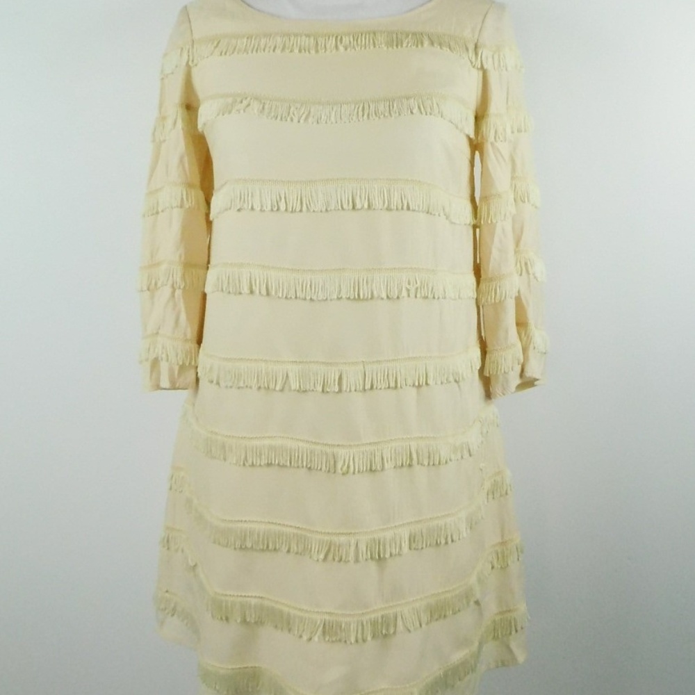 Anthropologie Karlie Light Pink Fringe dress Small